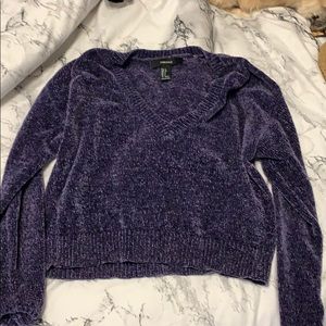 purple cropped long sleeve fleece